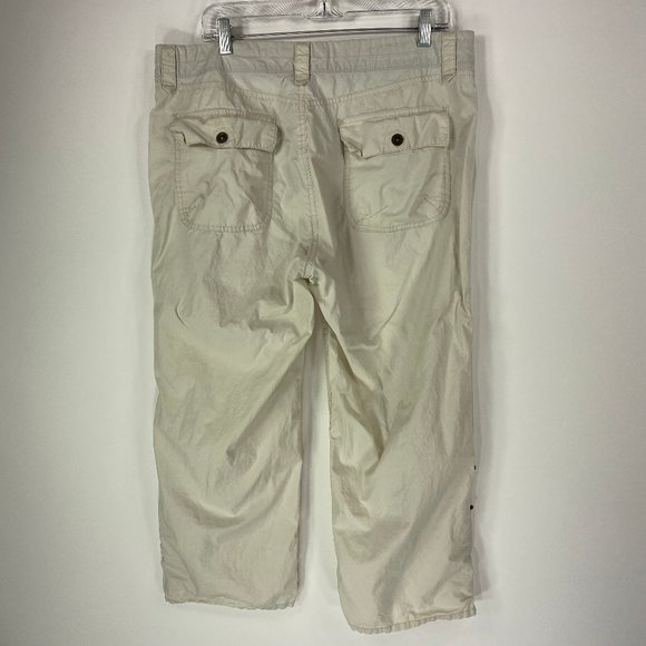 Levis 14 Pants Capris Roll Up Leg 100% Cotton Poplin Cream Ivory Flap Pockets - Picture 6 of 10